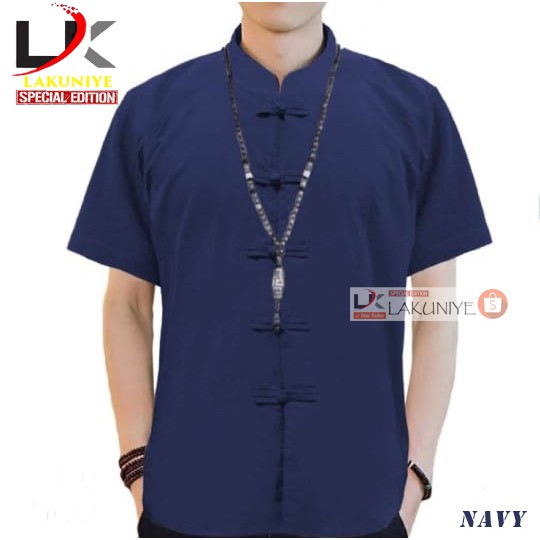 LK - (BISA COD) CHEONGSAM PRIA LENGAN Pendek Pakaian Kemeja Pendek Pria Cheongsam , Model Terbaru