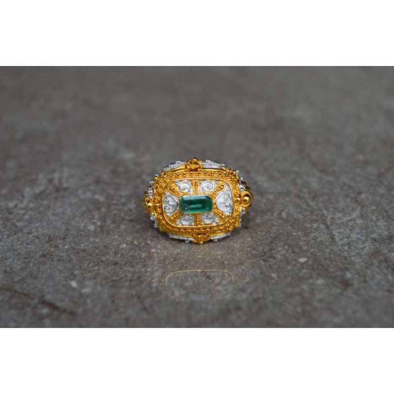Cincin batu permata natural emerald beryl zamrud colombia zambia ring perak 925 handmade