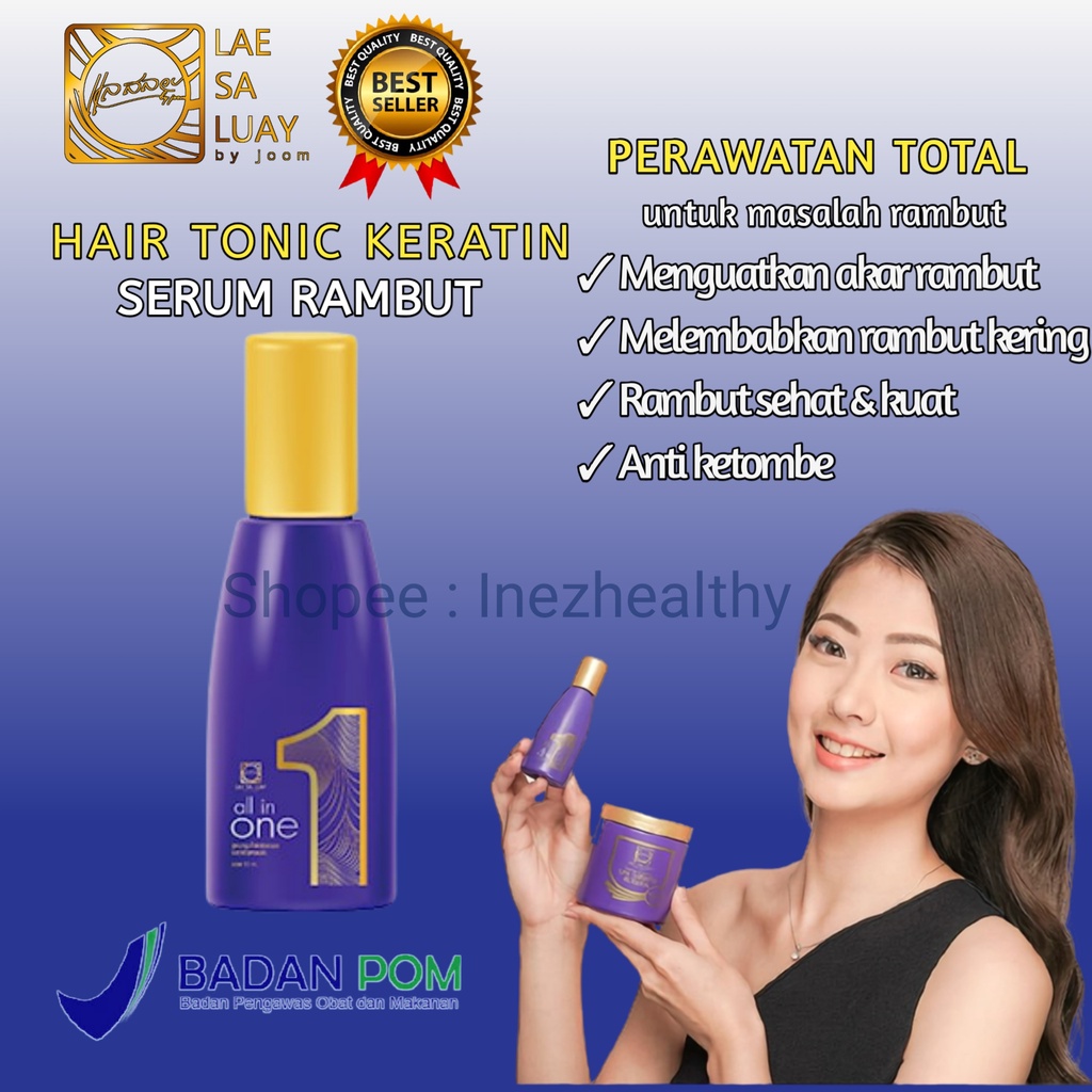 Lae Sa Luay All In One Hair Tonic Keratin Serum Rambut Hair Treatment / Pelembab rambut kering / Perawatan Akar Rambut Rontok Original Bpom