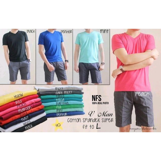 Kaos Pria Polos Vneck Zara Basic , Kaos Pria Polos V Neck Zara Basic Best Quality