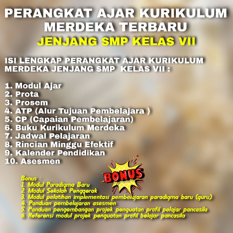 Jual PERANGKAT AJAR KURIKULUM MERDEKA TERBARU JENJANG SMP KELAS VII ...