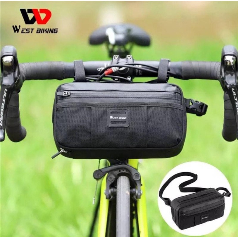 Tas Sepeda Multifungsi Westbiking bisa di pasang di handlebar,jadi tas pinggang &amp; selempang