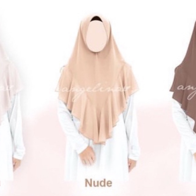 Bergo kerudung Atelier Angelina AA Mayesha Khimar softpad nude honey