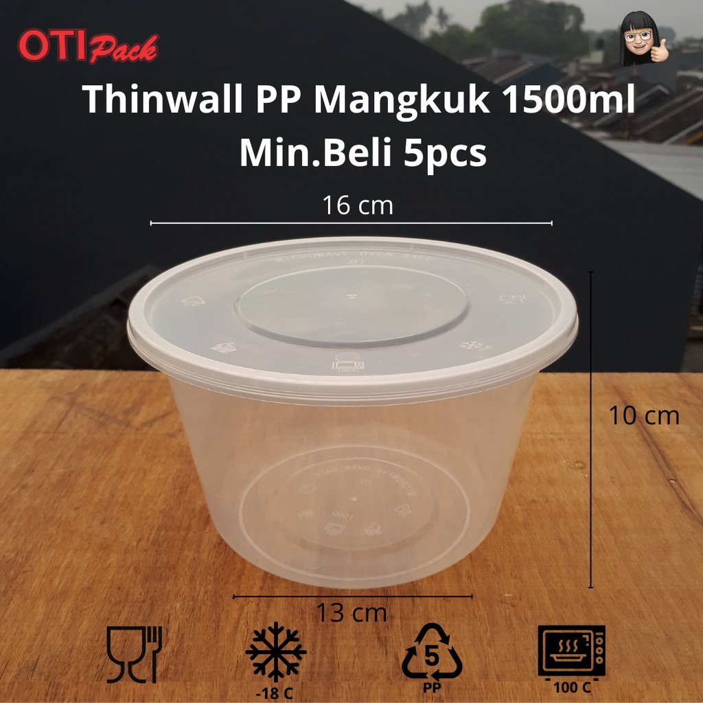Thinwall Bulat 1500ml/Tempat Makan/Kotak Makan/Food Container PP/OTB1500