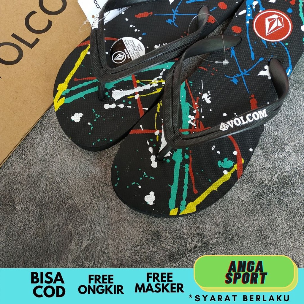 SANDAL VOLCOM PRIA SENDAL JEPIT DISTRO CASUAL COWOK BRANDED KASUAL SANTAI RUMAHAN