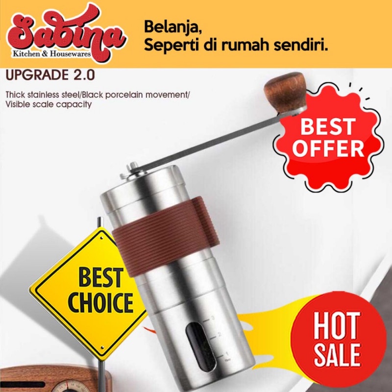 Coffee Grinder Penggiling Biji Kopi Penghancur Manual Stainless Steel