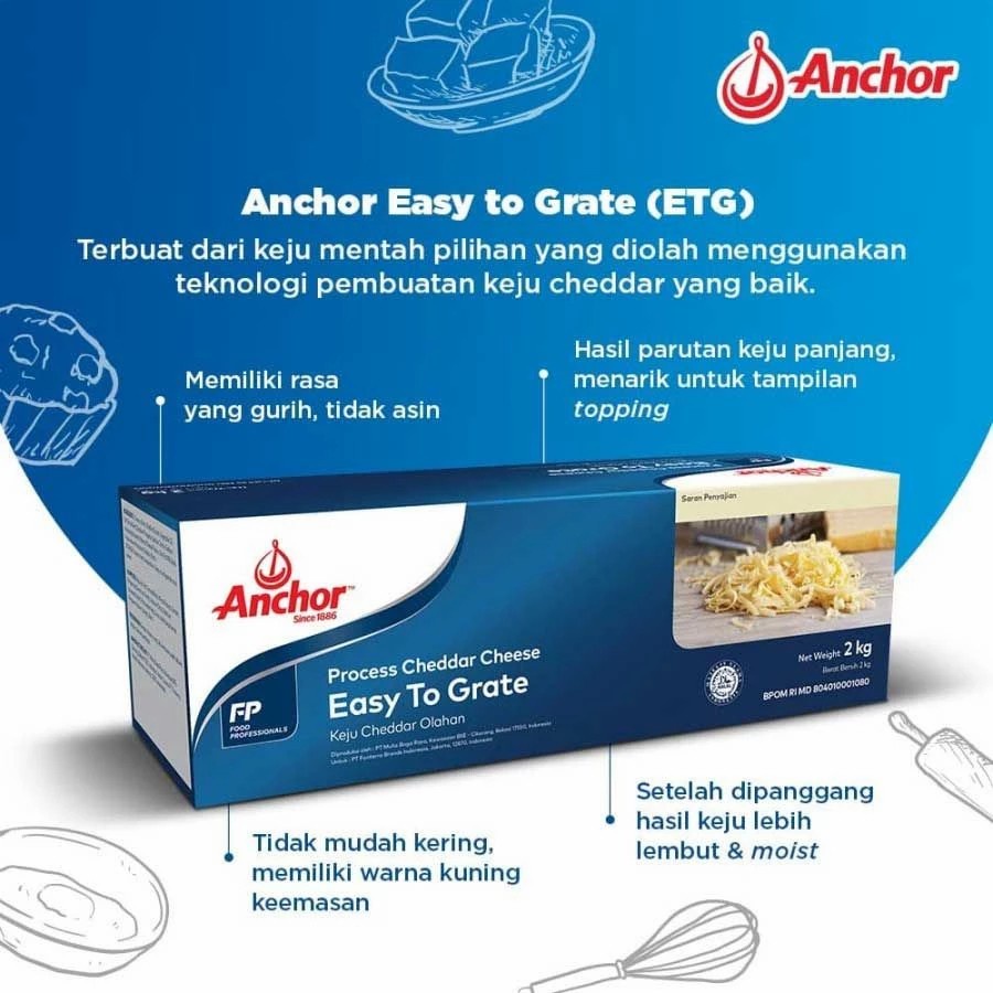 Jual ANCHOR ETG (Easy To Grate) Processed Cheddar Cheese 250gr (repack ...