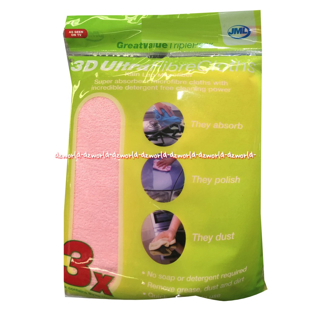 JML 3D Ultra Fibre Clothes Kain Lap Microfiber Pink Biru Blue Mikro fiber Kain lap Serbaguna J.M.L