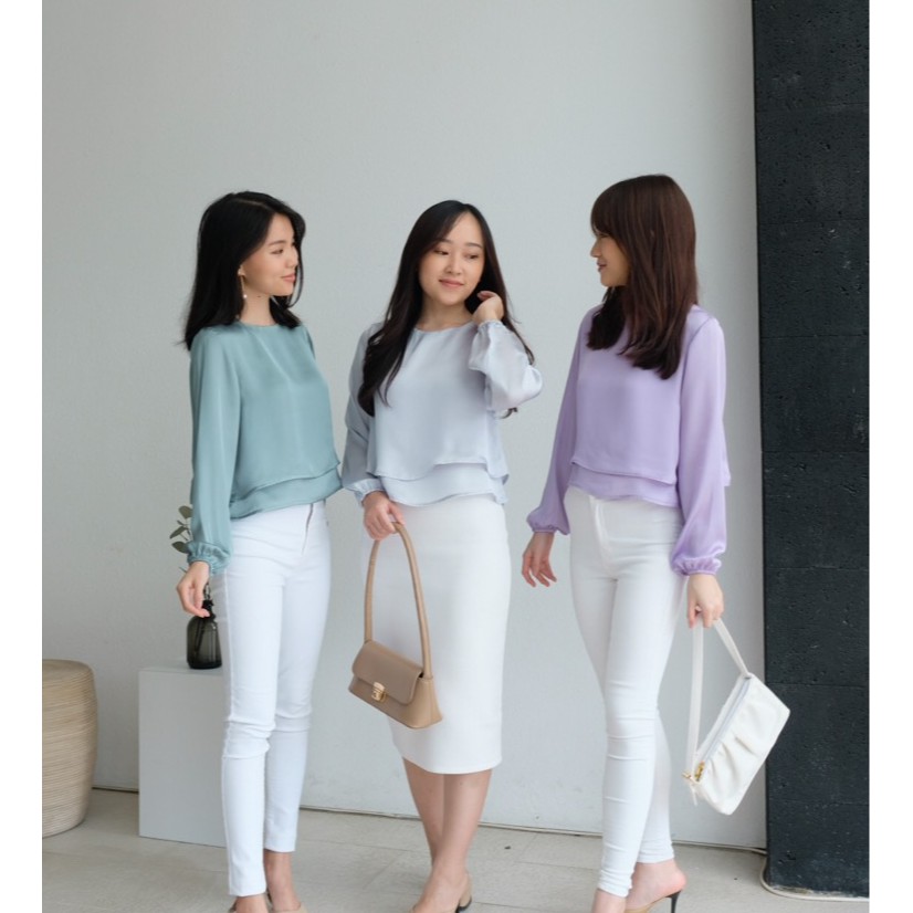 Kadaka T-0369 Top Satin Lengan Panjang