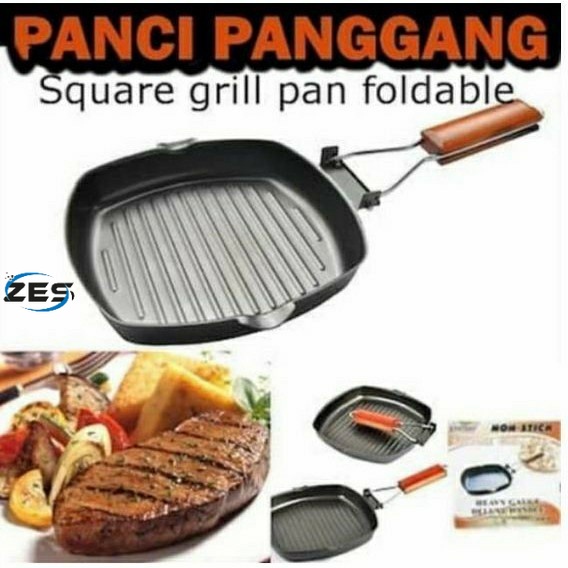 Square Grill Pan 20 Cm Teflon Wajan BBQ Bakaran Sate Serbaguna -Panggangan Bakaran Sate