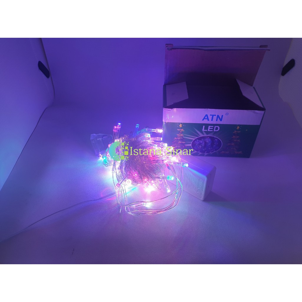 ATN Lampu Tumbler / Natal 100 led 7 warna Twinkle Light hitam