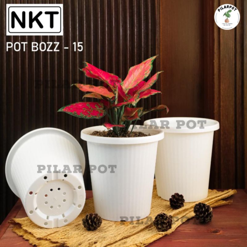 pot bunga tanaman tinggi NKT BOZZ 15 PUTIH - NKT BOZZ 15 PUTIH