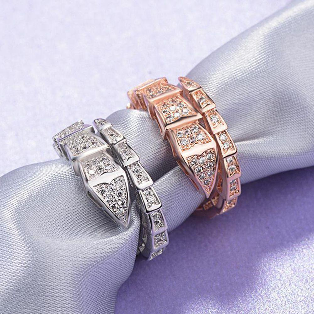 REBUY Rebuy Snake Ring Unik Kepribadian Vintage Berlian Imitasi Tembaga Hadiah Hari Valentine Punk Ring