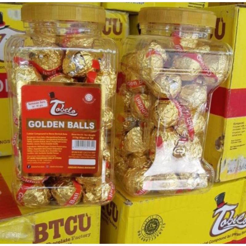 

Coklat bulat Tobelo Golden Ball 415 gr isi 45 pcs, harga 2 toples.