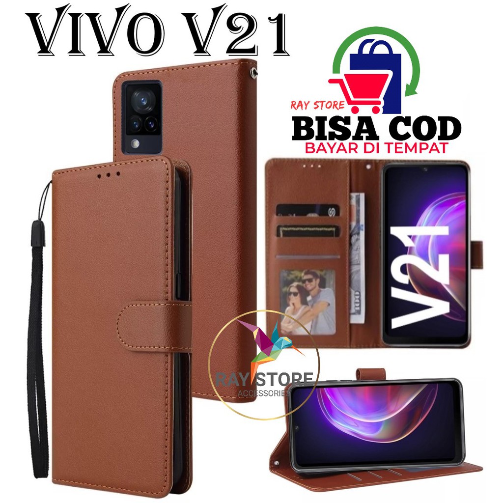 VIVO V21 FLIP LEATHER CASE PREMIUM-FLIP WALLET CASE UNTUK VIVO V21