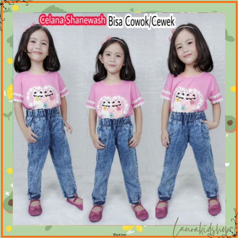 Celana Jeans Panjang Anak Perempuan Laki Laki Soft Jeans 1-6 Tahun Shanewash