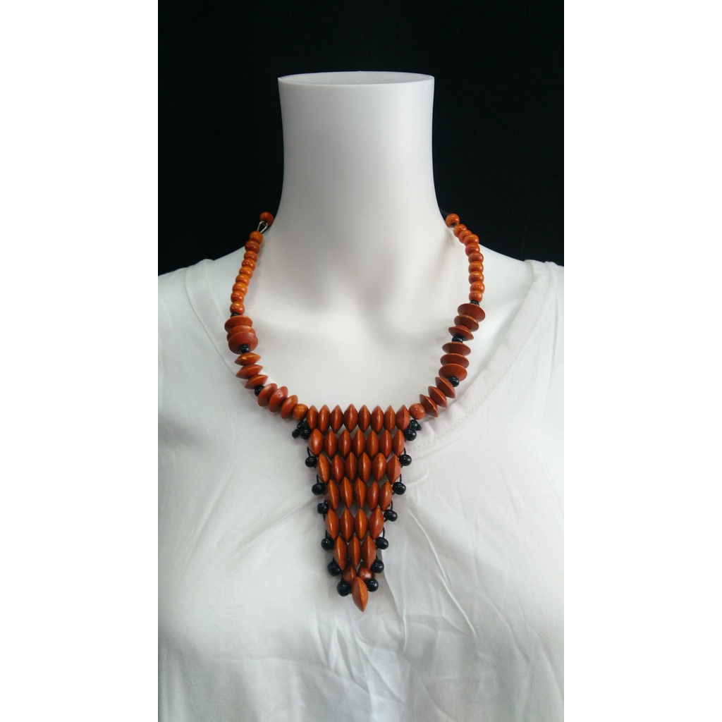 Kalung Kayu Kawat Susun / kalung kayu vintage oleh oleh bali