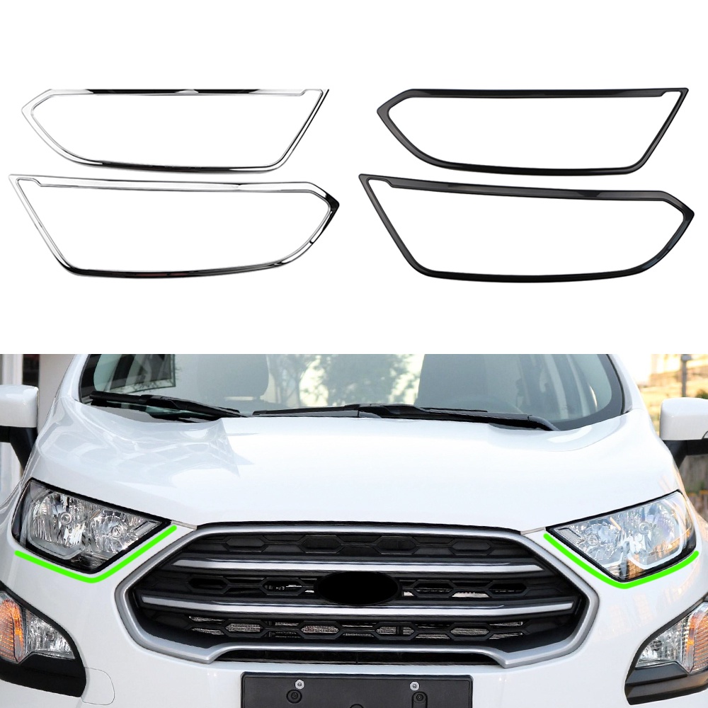 For Ford Ecosport 2018-2021 2Pcs ABS Mobil Front Head Light Lamp Headlight Cover Dekorasi Sticker Trim Acc.