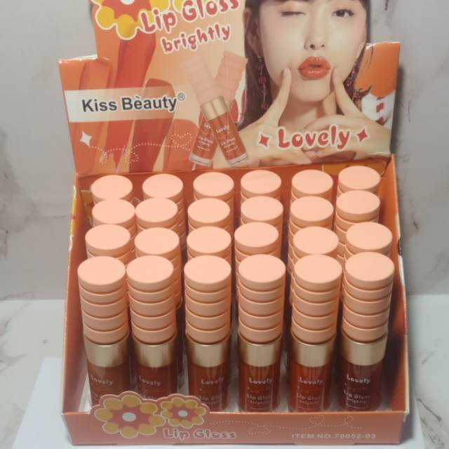 6PC!! LIP GLOSS BRIGHTLY KISS BEAUTY LOVELY NO.70052-03