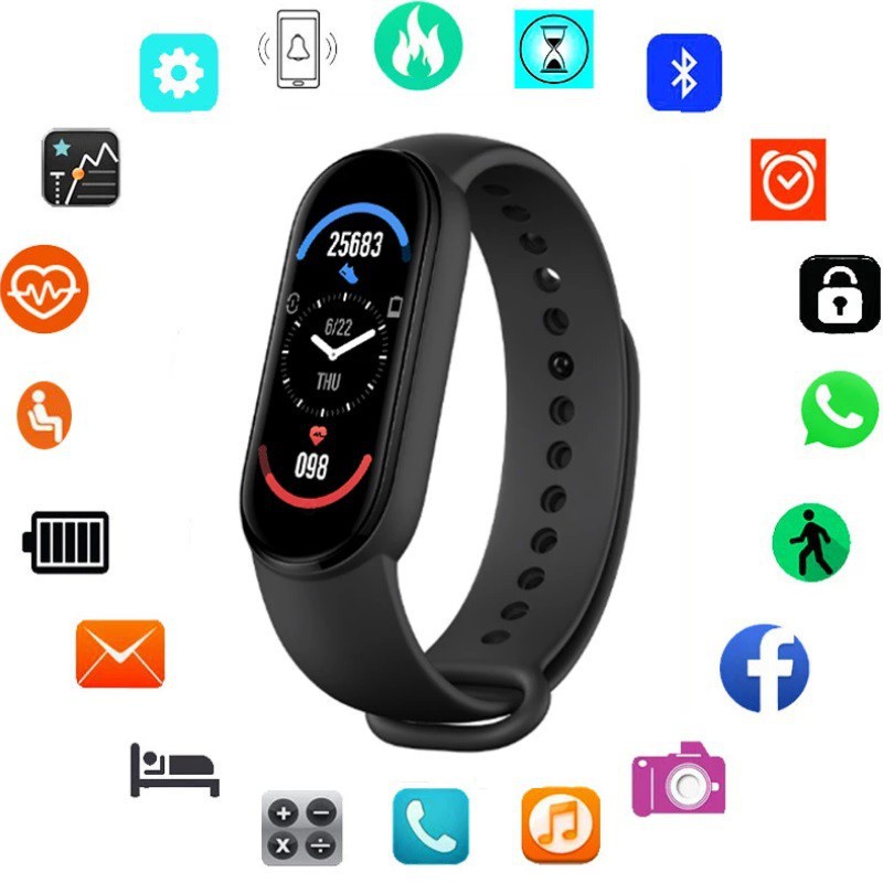 Smartwatch M6 Smart Bracelet M6 Smartband M6 Smartwatch Jam Kesehatan Gelang Kesehatan