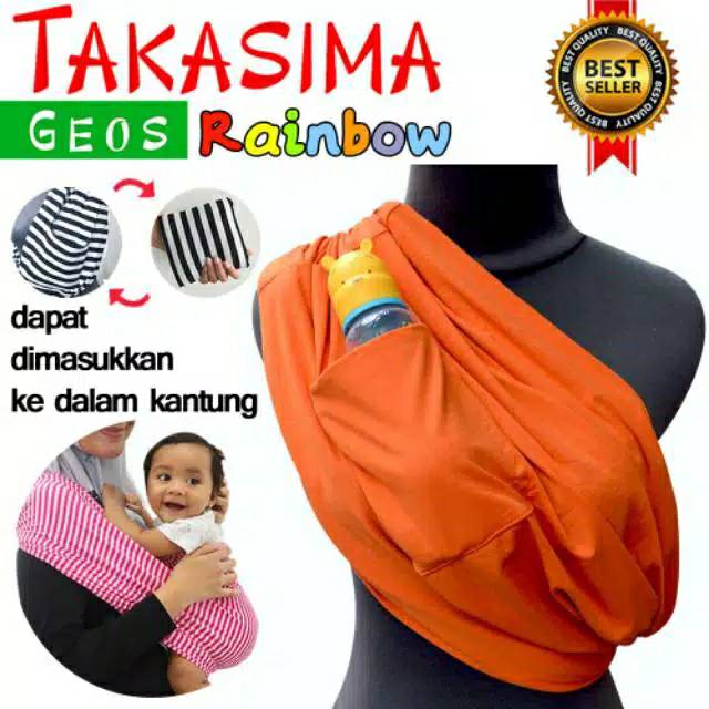 Geos Takasima Rainbow Plus Kantung Menyimpan Susu , Gendongan Kaos Murah Rainbow