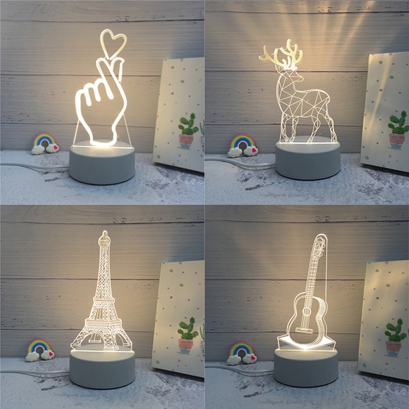 Lampu Akrilik 3D Kreatif Lampu Malam LED Novelty Illusion Night Lamp 3D Illusion Lampu Meja Untuk Lampu Hias Rumah