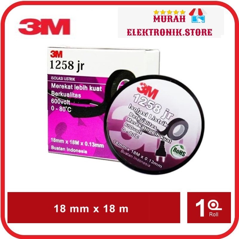 ORIGINAL 3M ISOLASI LISTRIK 1258 JR 1258jr hitam 3 M tape kabel ASLI