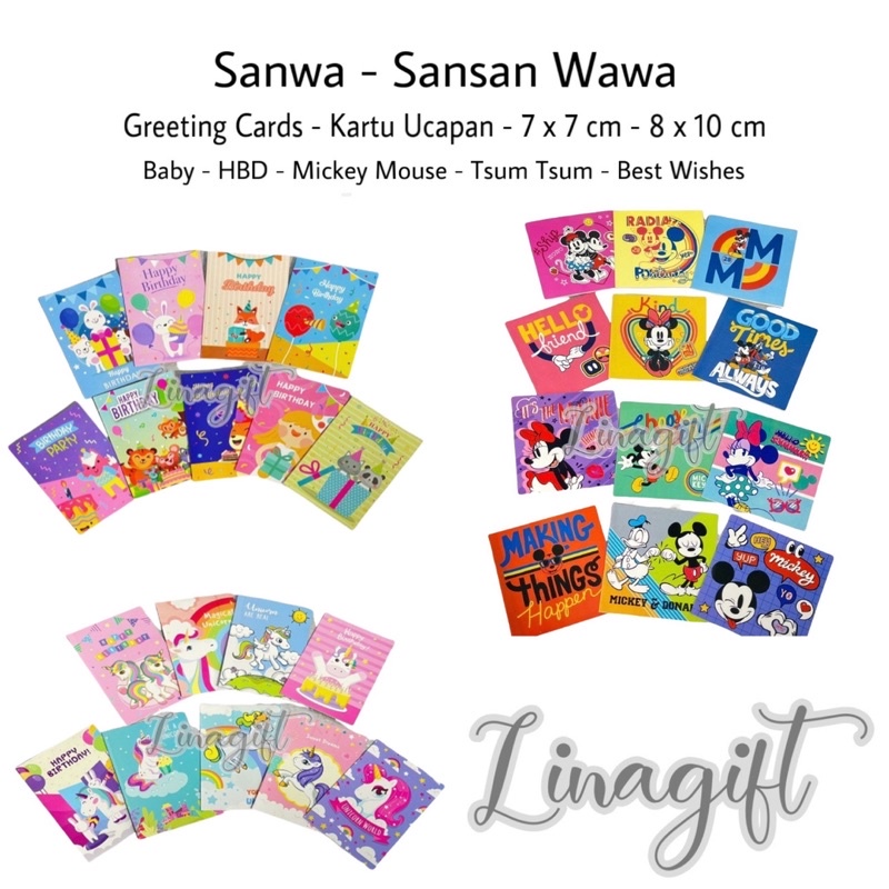 ( 9 Pc ) SANWA GREETING CARD 8x10 - KARTU UCAPAN BESAR SANSAN WAWA HANG TAG GIFT CARD / IDUL FITRI / BABY / FLOWER / HAPPY BIRTHDAY / WEDDING / CHINESE / NATAL / CHRISTMAS / HANG TAG / FLOWER / BUNGA / CNY