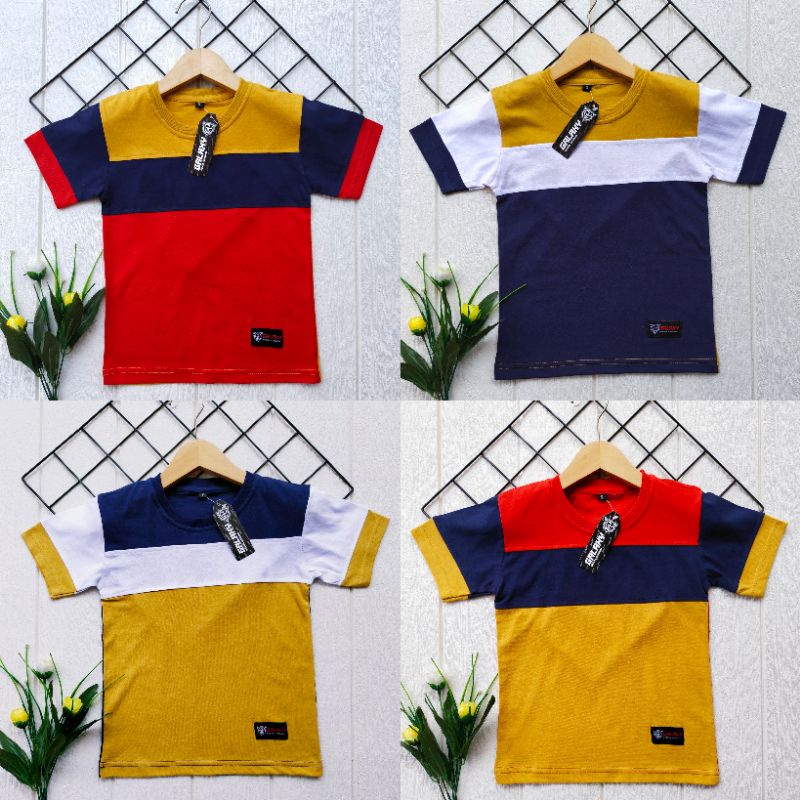 KAOS KOMBINASI ANAK TERKINI BAJU GRADASI 3 WARNA