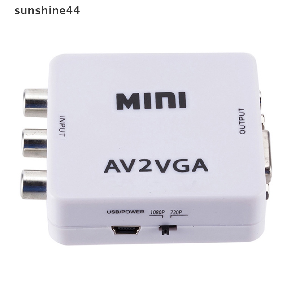 Sunshine Kotak Switch Konverter AV RCA Ke VGA HD 1080P Untuk TV