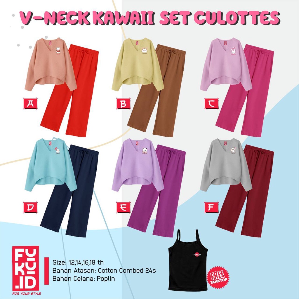 V-NECK KAWAII SET CULOTTES by FUKU.ID