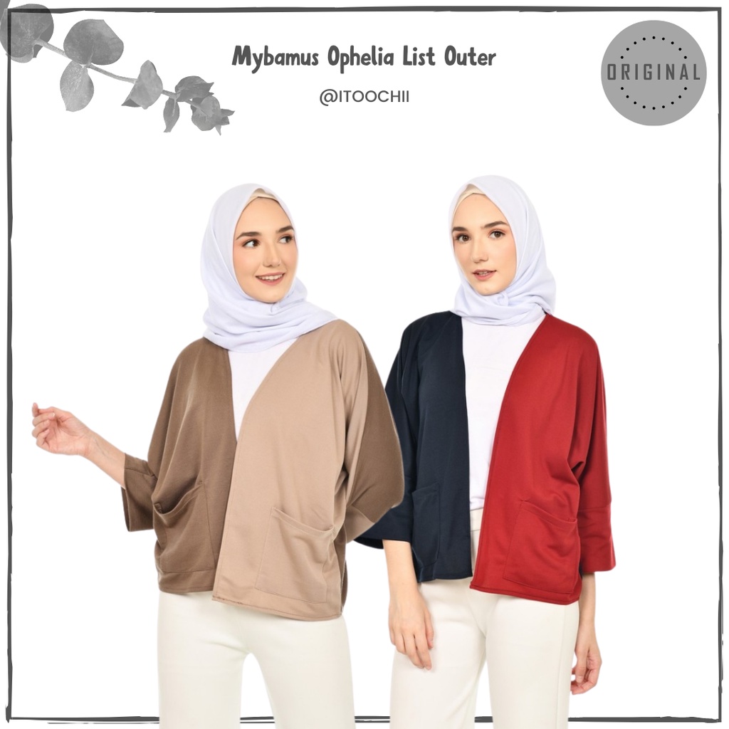 Mybamus Ophelia List Outer Cardigan Kardigan Jaket Rompi Lengan Panjang Wanita Baju Wanita
