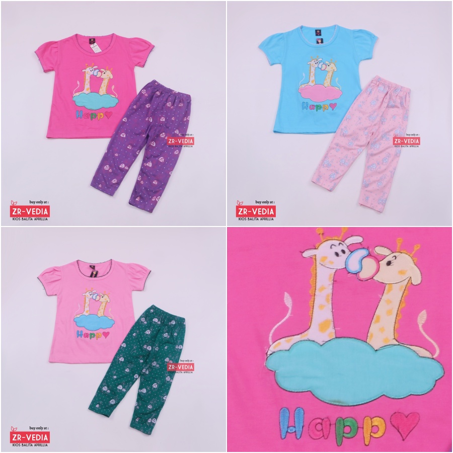 Setelan Olivia uk 2-7 Tahun / Ekspor Quality - Baju Anak Perempuan Kaos Lengan Pendek Celana Panjang kiosbalitaaprilia