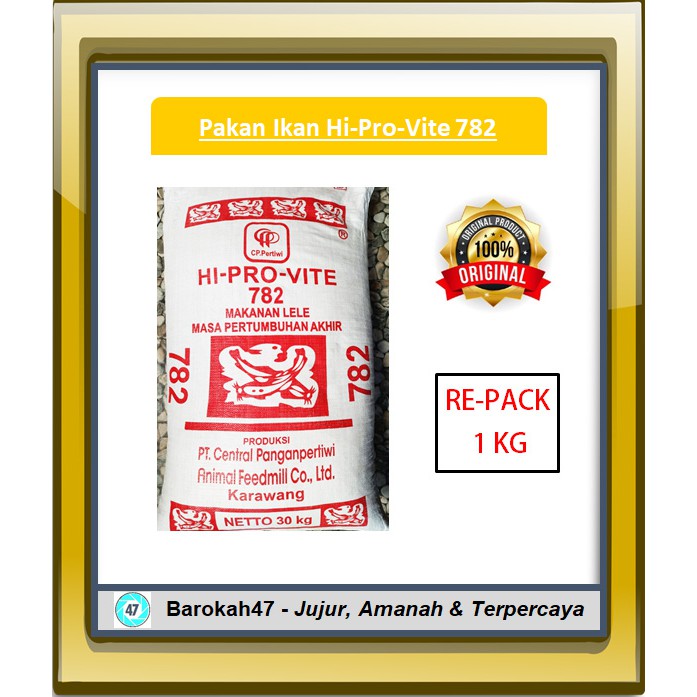 Pakan Ikan Hi-Pro-Vite 782 Original PT. Central Pangan Pertiwi uk. 1Kg