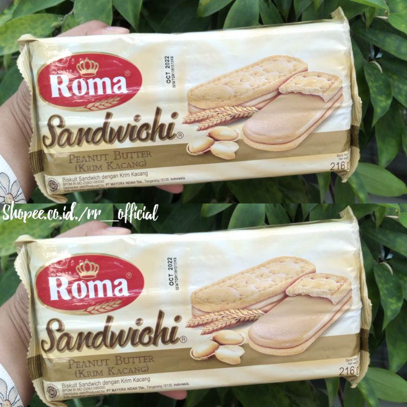 

Cookies Biskuit Cream Kacang Roma Sandwich Peanut 216gr.