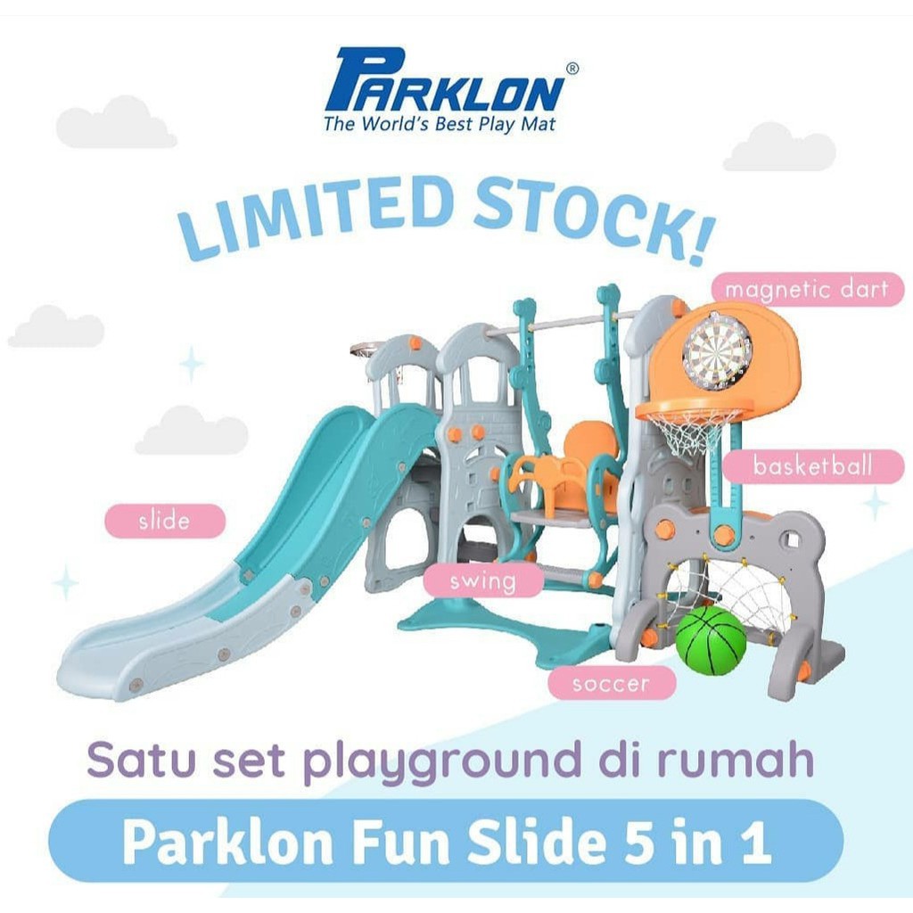 Perosotan Parklon Fun Slide n Swing 5 in 1 Multi Combination Castel 5in1 Seluncuran Ayunan Anak