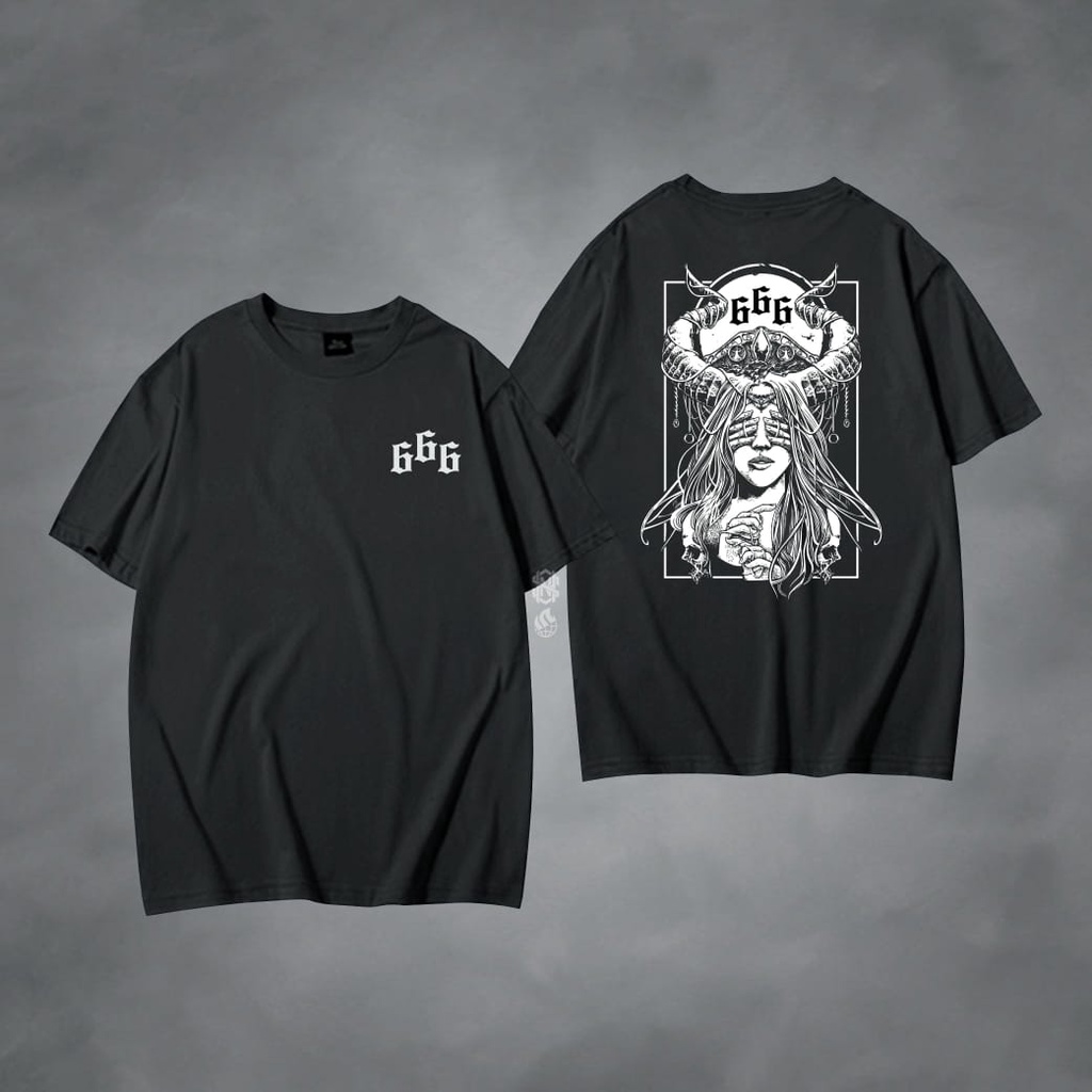 Tshirt Kaos Satanic Metal Simbol 666 Catton Combad30s Pakaian Dewasa