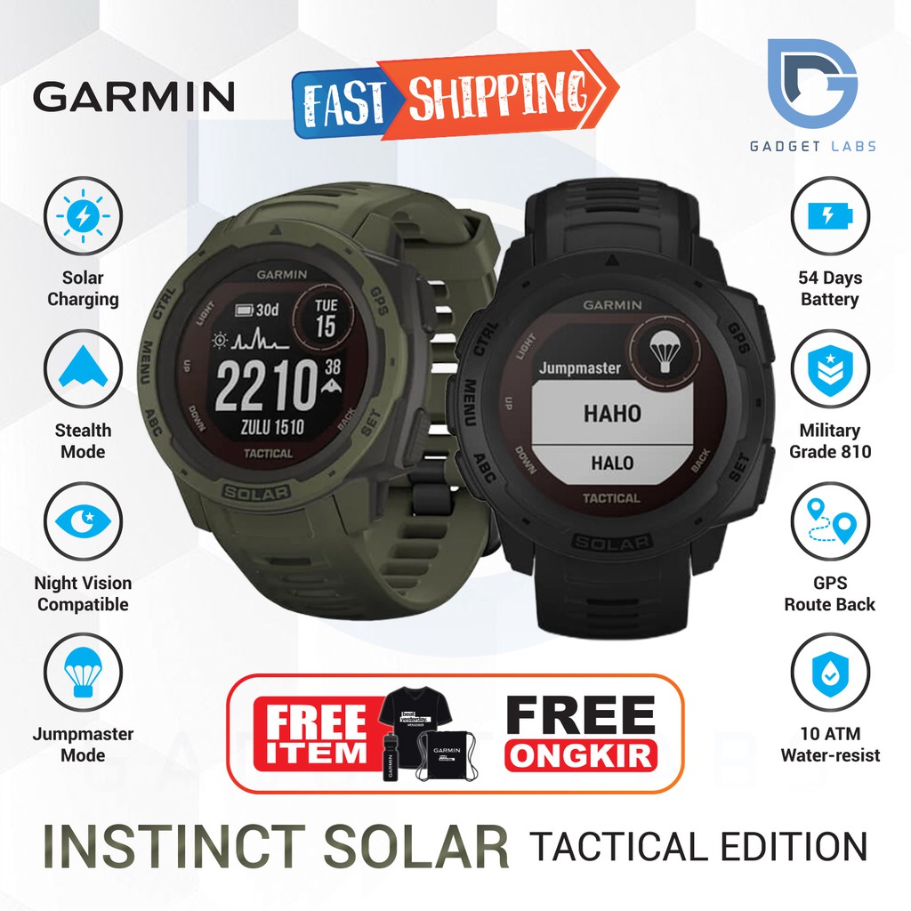 Garmin Instinct Solar Tactical Edition Smartwatch Garansi