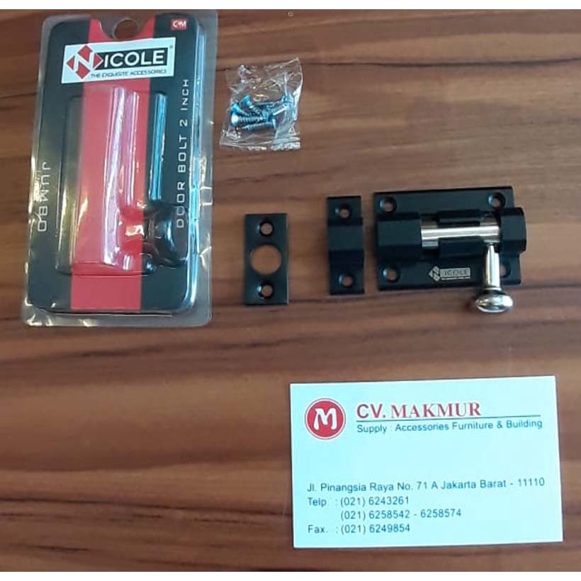 Slot Pintu Bulat Nicole 5 cm / Grendel Pintu 2 inch Black Aluminium