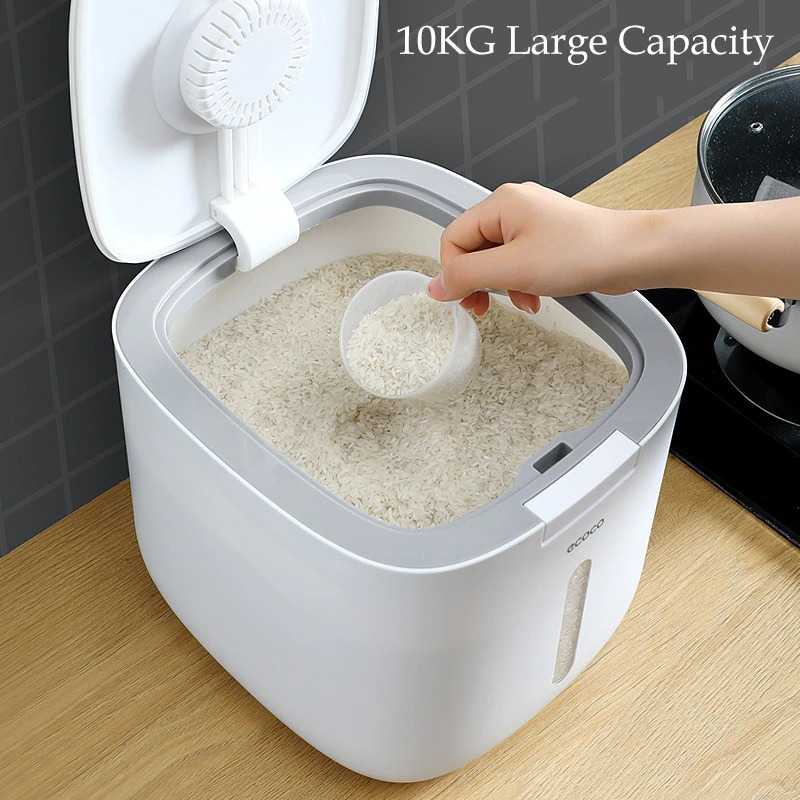 ECOCO Rice Storage Dispenser Wadah Tempat Penyimpanan Beras Dan Makanan Kapasitas 10kg - E2005