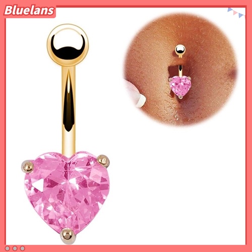 Bluelans Women Navel Belly Ring Rhinestone Button Bar Heart Star Body Piercing Jewelry