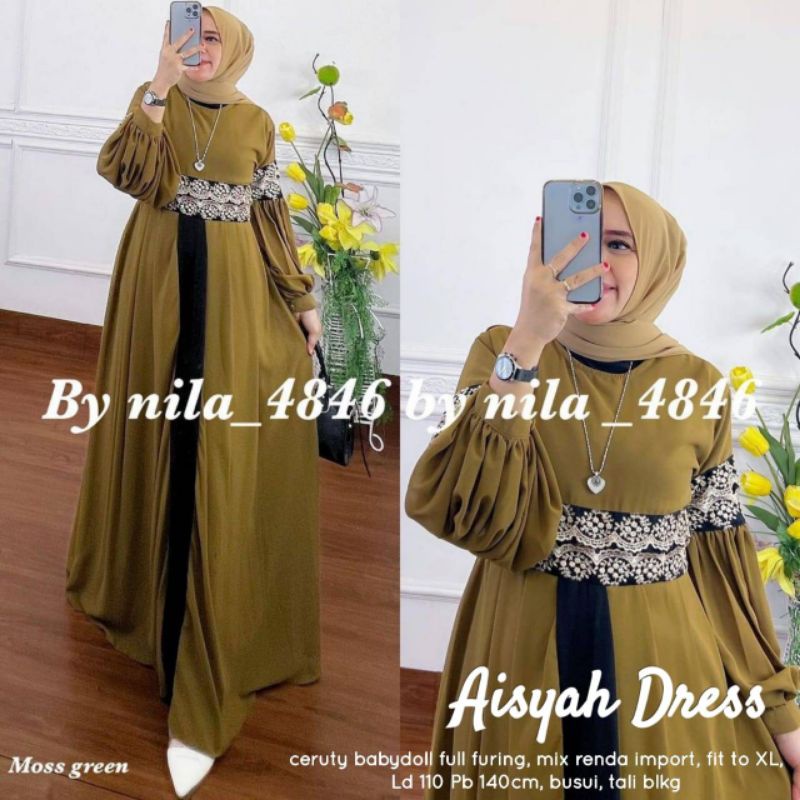 AS AISYAH DRESS PESTA / GAMIS MEWAH / GAMIS RENDA / GAMIS CERUTY BABYDOLL LD110 XL-XXL / GAMIS POLOS