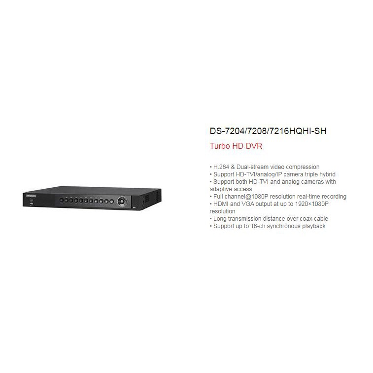 Hikvision Turbo DVR HD DS-7204HQHI-SH