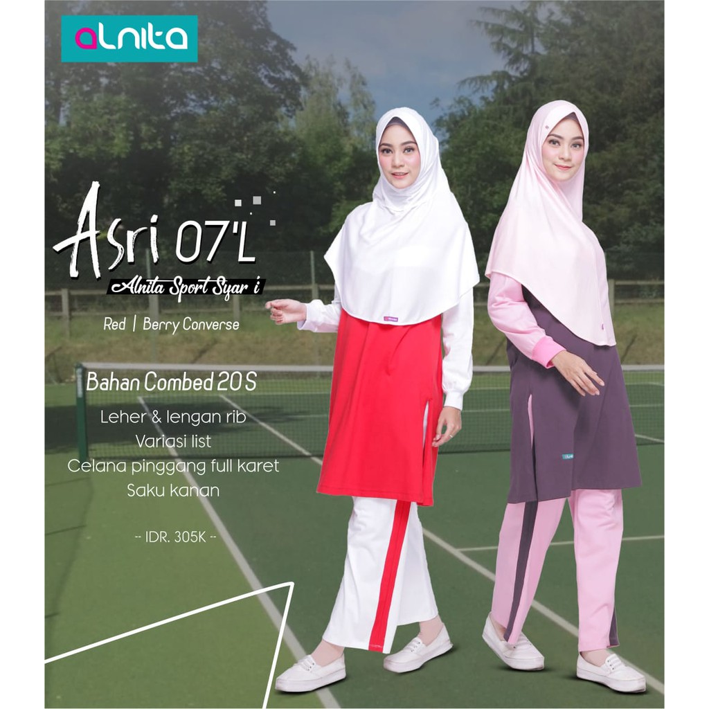 ALNITA SETELAN BAJU OLGA ASRI 07 L RED / BERRY CONVERSE KAOS OLAHRAGA SPORT SYAR'I FASHION MUSLIMAH