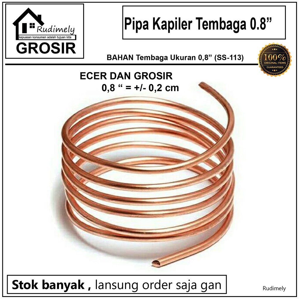 GROSIR Pipa Kapiler AC BAHAN TEMBAGA SS-113 Ukuran 0,08 METERAN