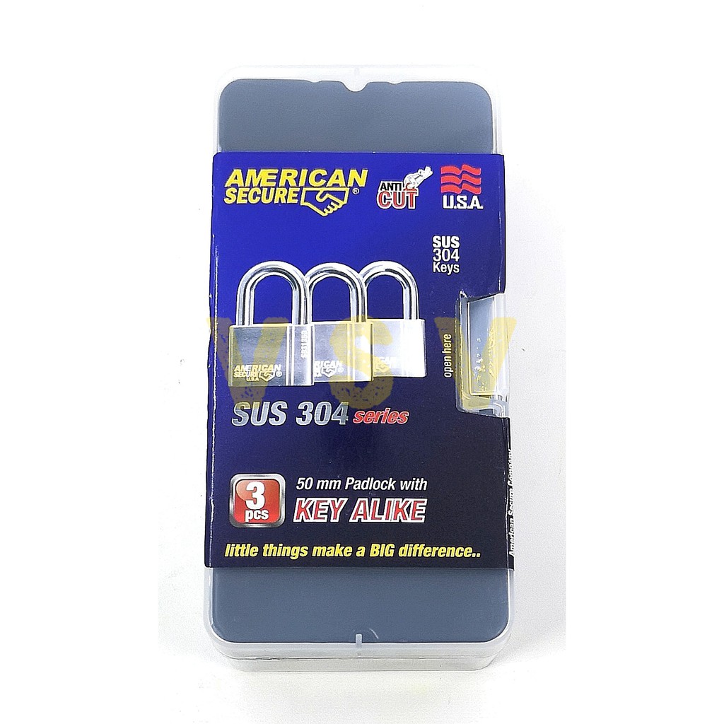 American Secure Gembok master key 50mm isi 3 / gembok rumah / gembok gudang