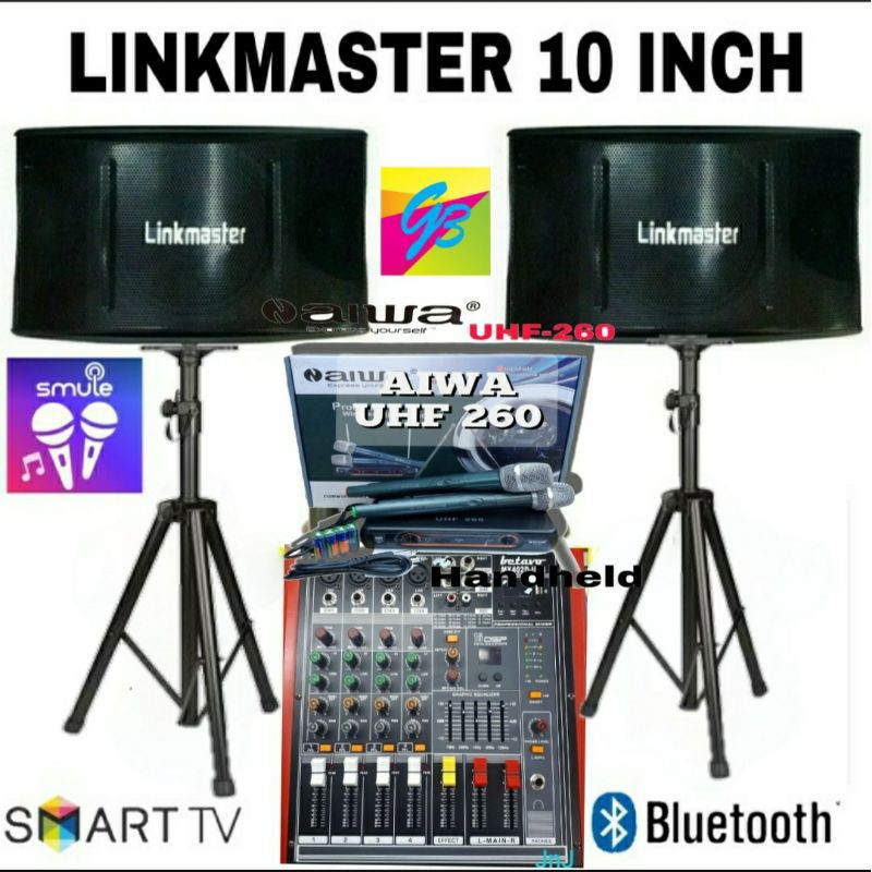 paket karaoke linkmaster 10 inch power mixer Bluetooth sound system outdoor indoor original