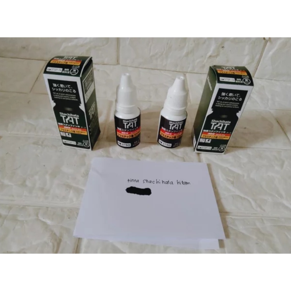 

Tinta Shachihata STSP-1N Hitam 15 ml - tinta permanen untuk karet dan plastik