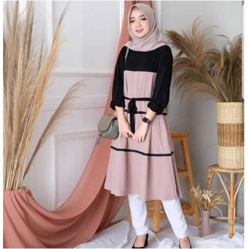 BAJU TUNIK  REMAJA KEKINIAN BAJU ATASAN WANITA OCHA TUNIK Moscrepe TUNIK TERBARU 2020