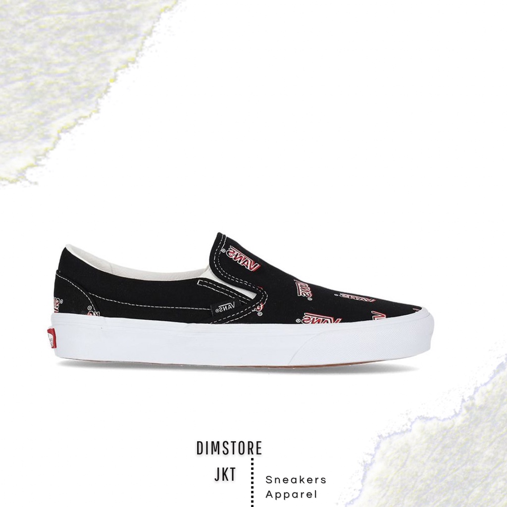 VANS SLIP ON CLASSIC MISPRINT BLACK WHITE 100% ORIGINAL - DIJAMIN ORI - MONEY BACK GUARANTEED - JAMI